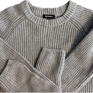525 America Gray Ribbed Crewneck Women's Cozy Quiet Luxury Minimalist Sweater L